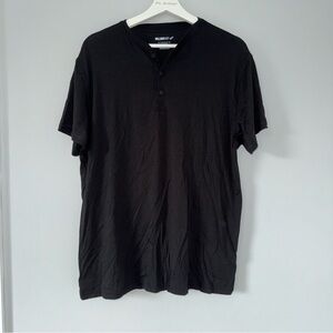 William Rast Black Henley Short Sleeve Tee